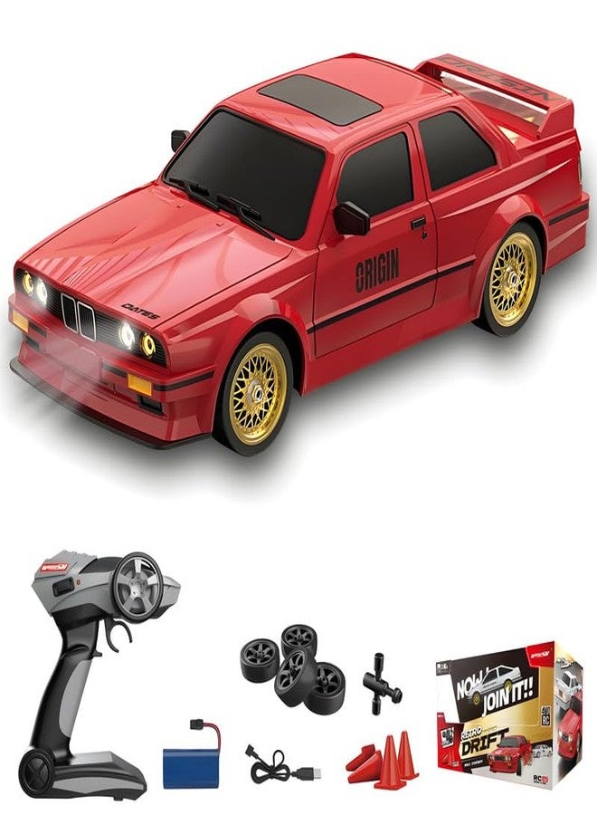 Black Foru 1:16 Scale RC Drift Car, 30KM/H 4WD 2.4GHz Remote Control Cars with LED Light, Racing and 4 Drifting Wheels, 1 Rechargeable Batteries, Perfect Toy Gift for Boys, Girls, Kids Red|5 - Image 1
